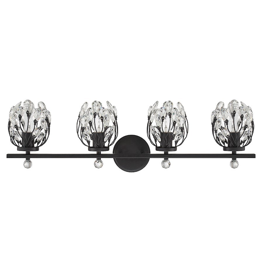 4 Light Bathroom Vanity Light, Matte Black