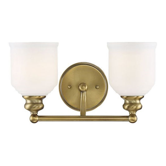 2 Light Bathroom Vanity Light, Warm Brass