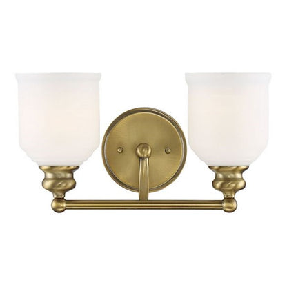2 Light Bathroom Vanity Light, Warm Brass