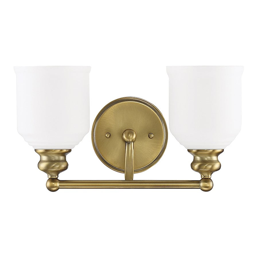 2 Light Bathroom Vanity Light, Warm Brass