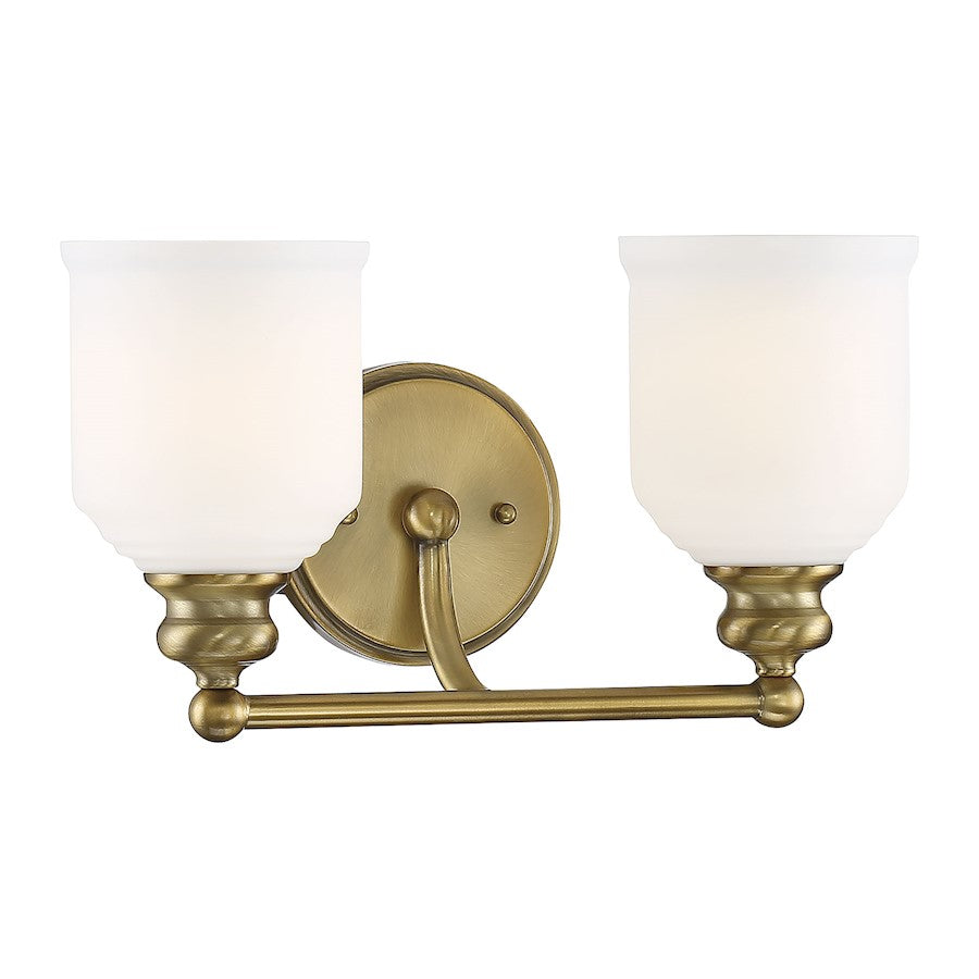 2 Light Bathroom Vanity Light, Warm Brass