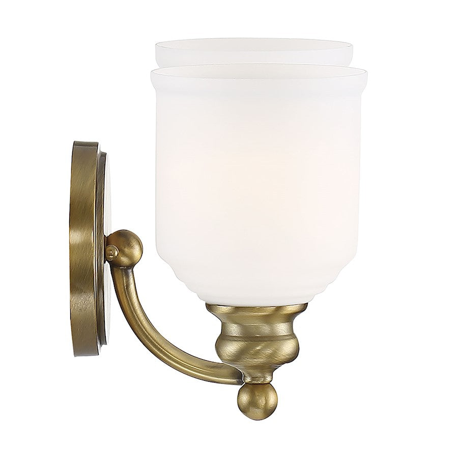 2 Light Bathroom Vanity Light, Warm Brass