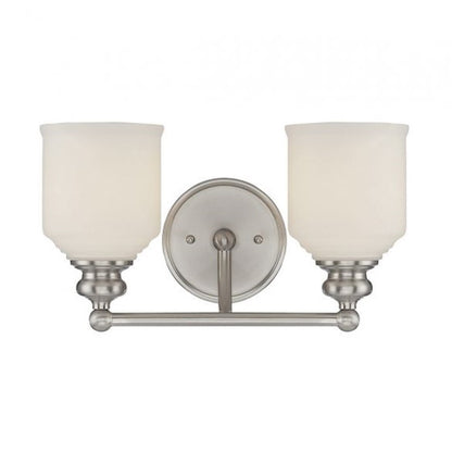 2 Light Bathroom Vanity Light, Satin Nickel