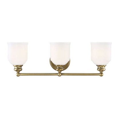 3 Light Bathroom Vanity Light, Warm Brass