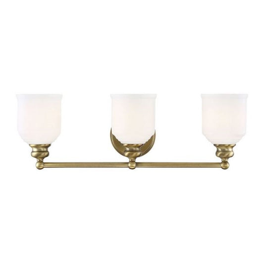 3 Light Bathroom Vanity Light, Warm Brass