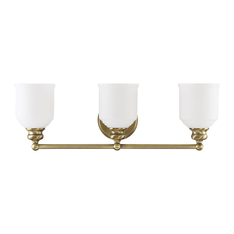 3 Light Bathroom Vanity Light, Warm Brass