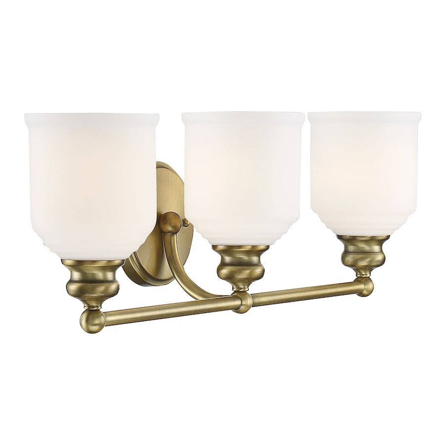 3 Light Bathroom Vanity Light, Warm Brass