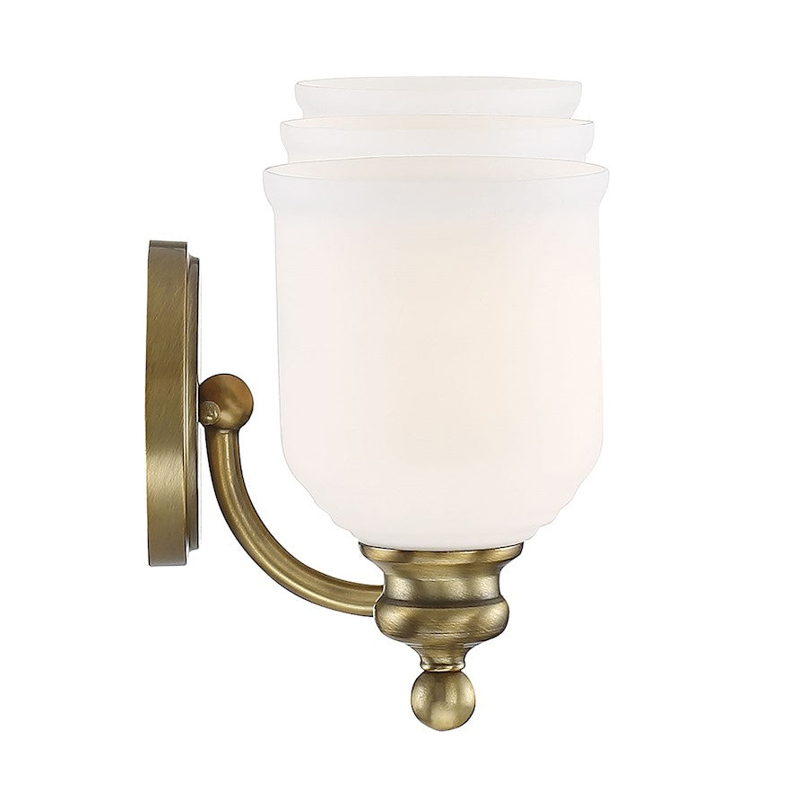 3 Light Bathroom Vanity Light, Warm Brass