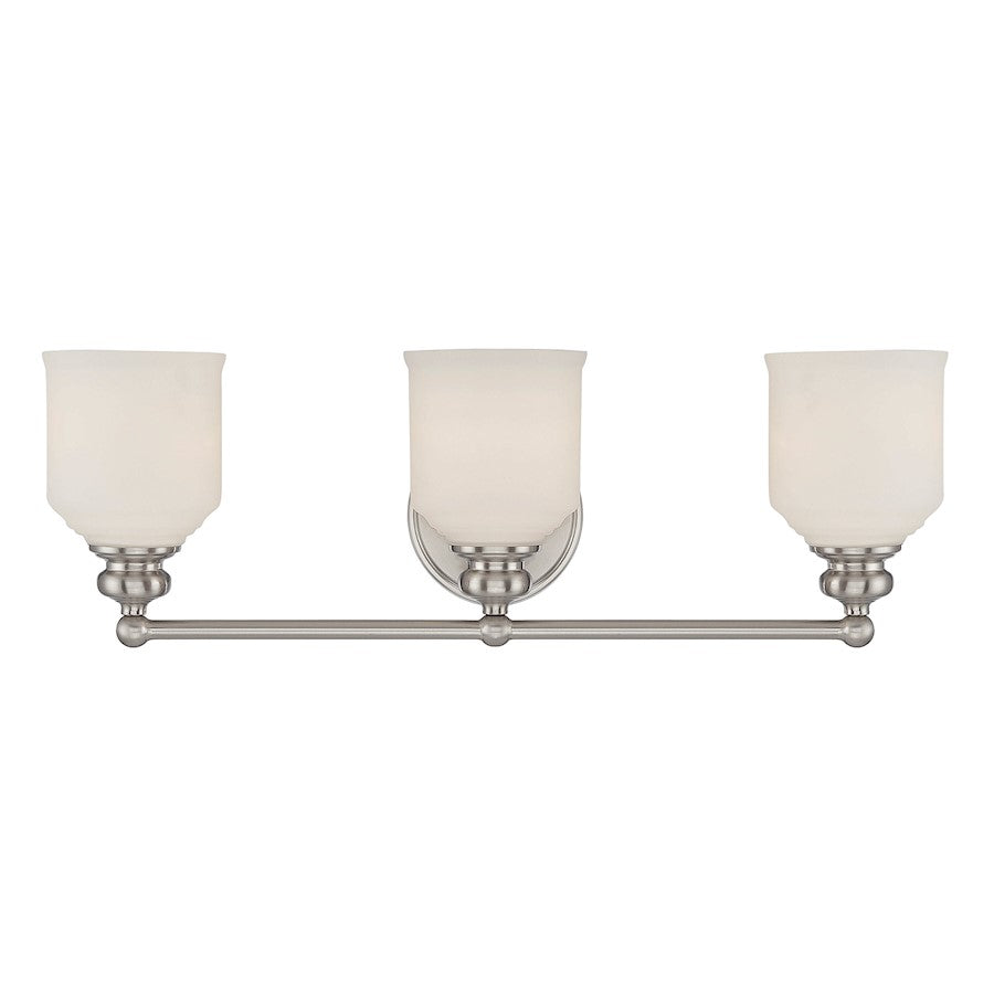 3 Light Bathroom Vanity Light, Satin Nickel