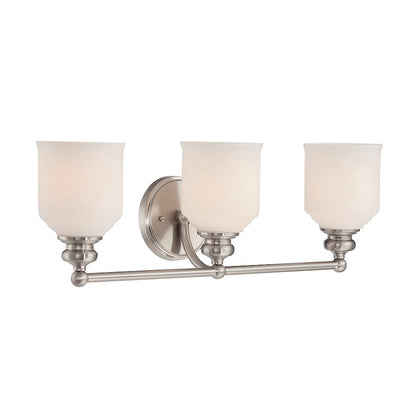 Melrose 3-Light Bathroom Vanity Light, Satin Nickel