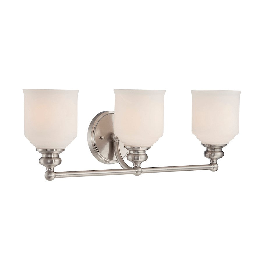 3 Light Bathroom Vanity Light, Satin Nickel