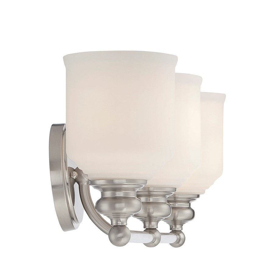 Melrose 3-Light Bathroom Vanity Light, Satin Nickel