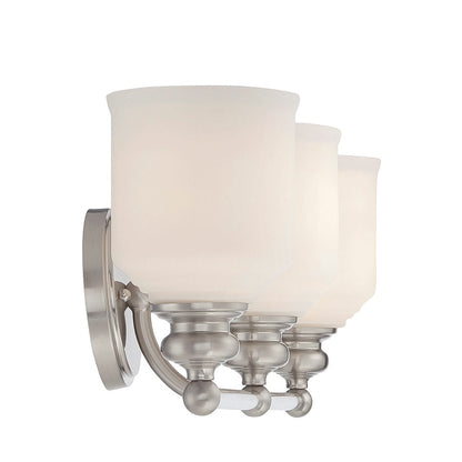 3 Light Bathroom Vanity Light, Satin Nickel