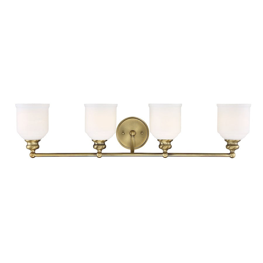4 Light Bathroom Vanity Light, Warm Brass