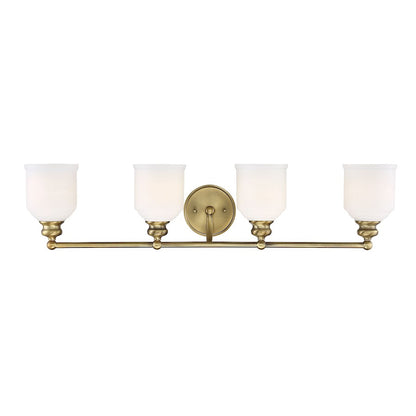 4 Light Bathroom Vanity Light, Warm Brass