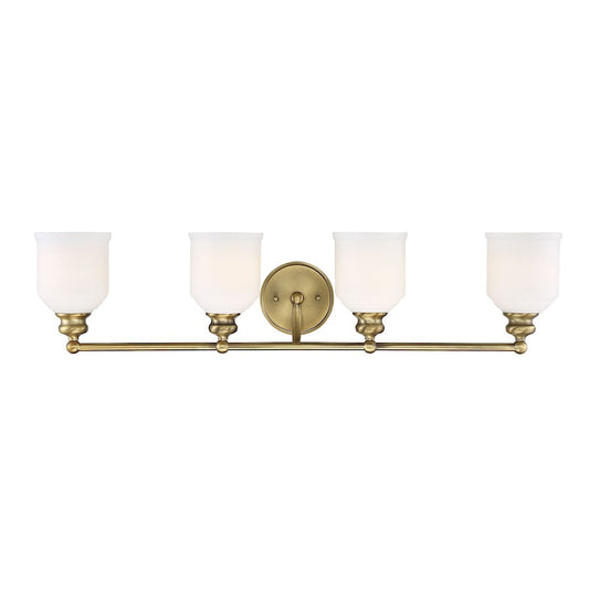 4 Light Bathroom Vanity Light, Warm Brass