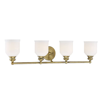 4 Light Bathroom Vanity Light, Warm Brass