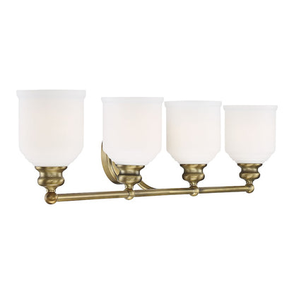 4 Light Bathroom Vanity Light, Warm Brass