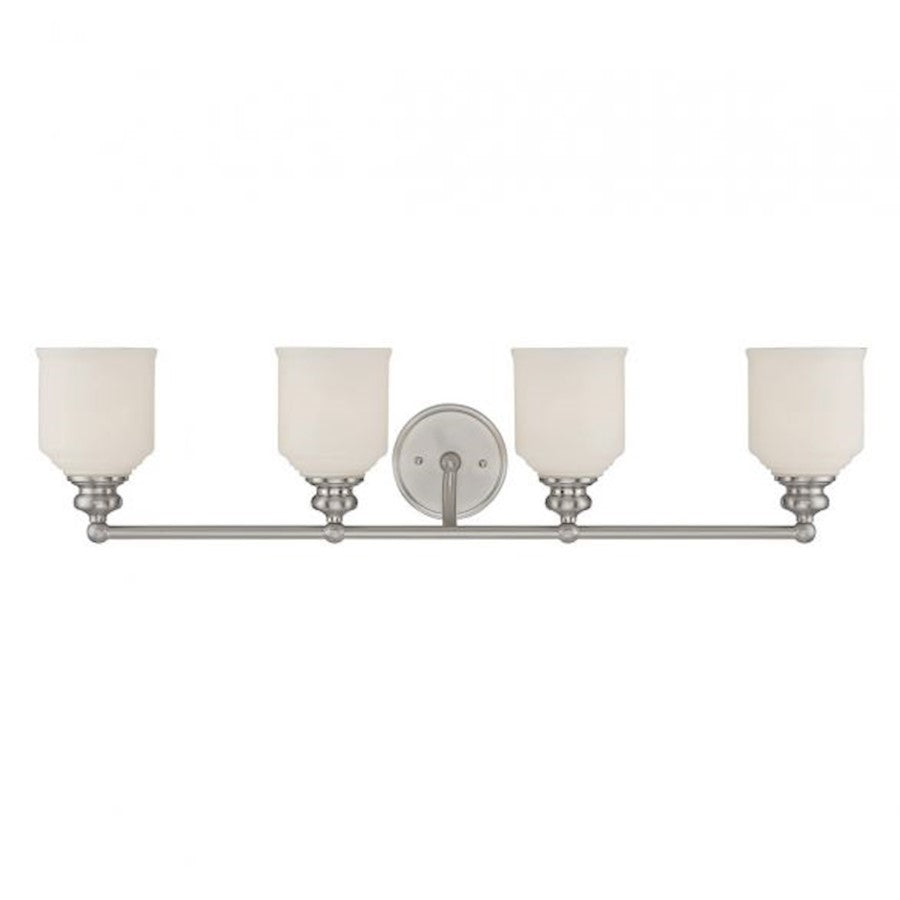 Savoy House Melrose 4-Light Bathroom Vanity Light, Satin Nickel - 8-6836-4-SN