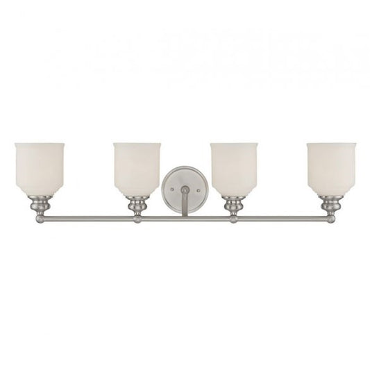 Savoy House Melrose 4-Light Bathroom Vanity Light, Satin Nickel - 8-6836-4-SN