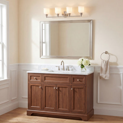 4 Light Bathroom Vanity Light, Satin Nickel