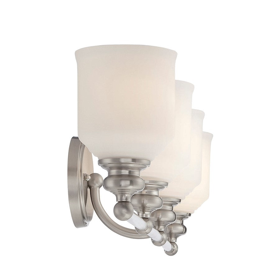 Melrose 4-Light Bathroom Vanity Light, Satin Nickel