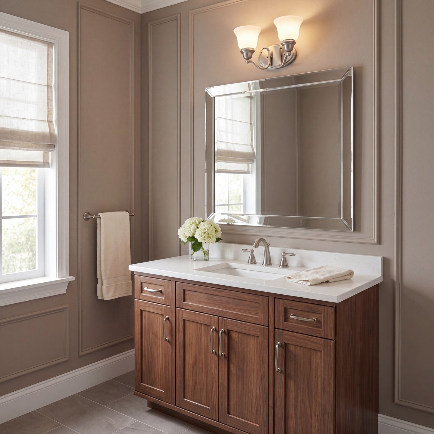 2 Light Bathroom Vanity Light, Pewter