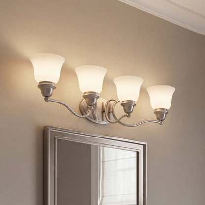 4 Light Bathroom Vanity Light, Pewter