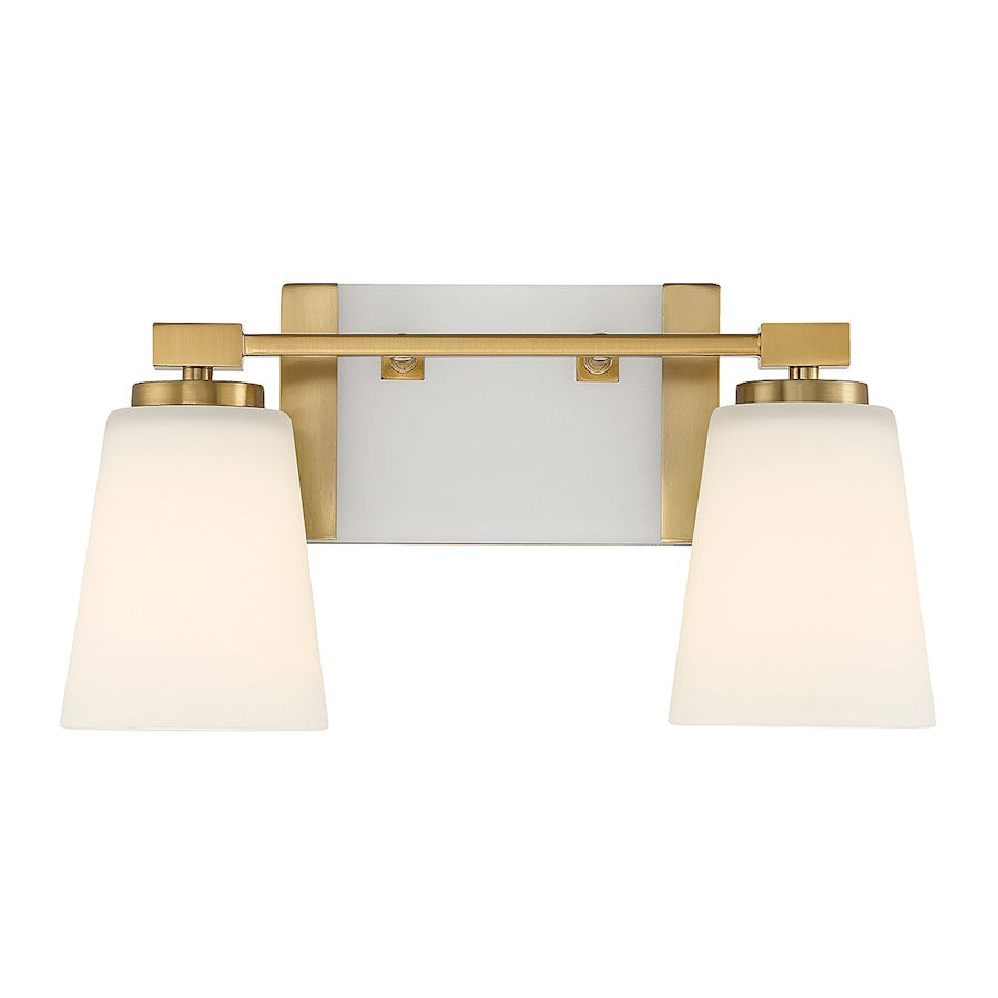 2 Light Bathroom Vanity Light, Warm Brass