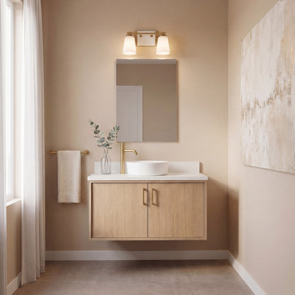 2 Light Bathroom Vanity Light, Warm Brass