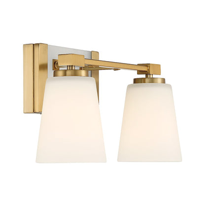 2 Light Bathroom Vanity Light, Warm Brass