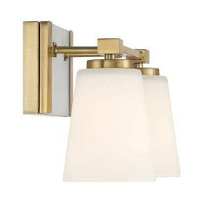 2 Light Bathroom Vanity Light, Warm Brass