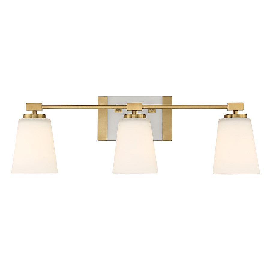 3 Light Bathroom Vanity Light, Warm Brass