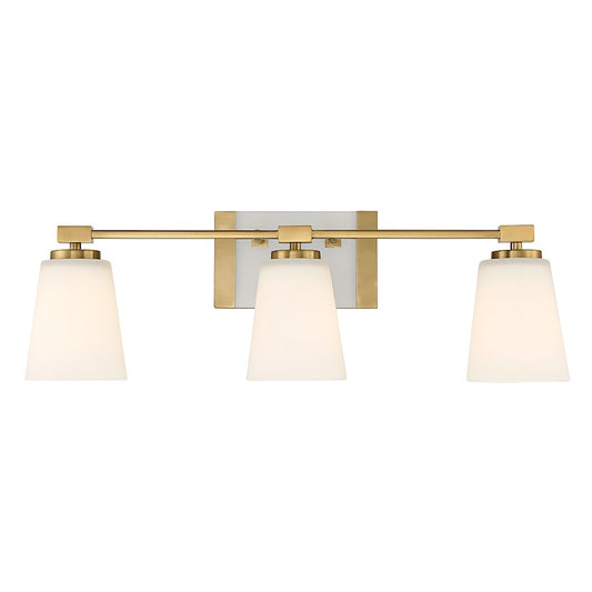 3 Light Bathroom Vanity Light, Warm Brass