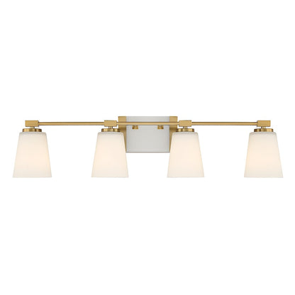 4 Light Bathroom Vanity Light, Warm Brass