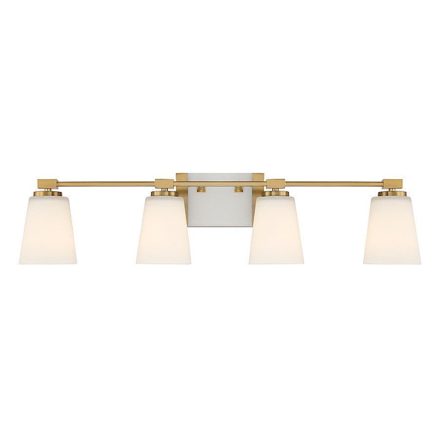 4 Light Bathroom Vanity Light, Warm Brass