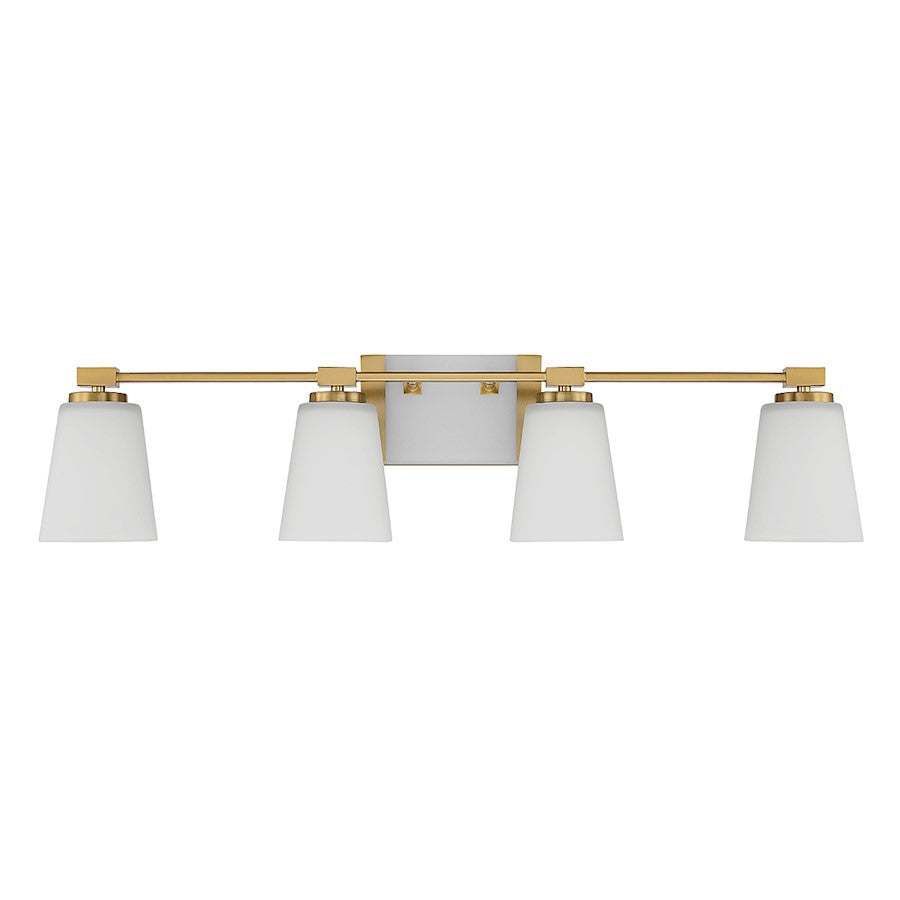 Darby 4-Light Bathroom Vanity Light, Warm Brass