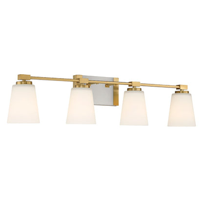 4 Light Bathroom Vanity Light, Warm Brass