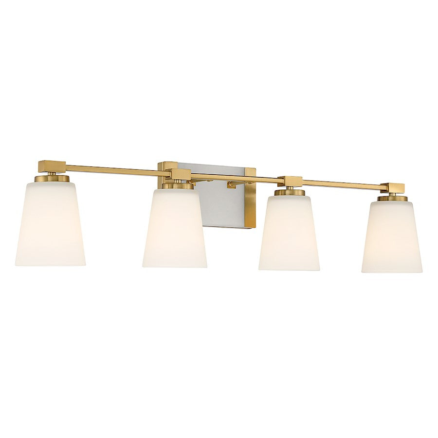 4 Light Bathroom Vanity Light, Warm Brass