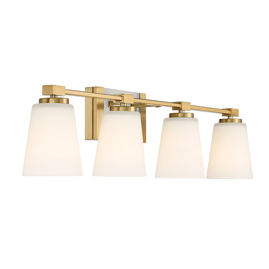 4 Light Bathroom Vanity Light, Warm Brass