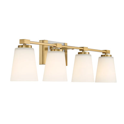 4 Light Bathroom Vanity Light, Warm Brass