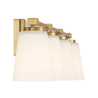 4 Light Bathroom Vanity Light, Warm Brass