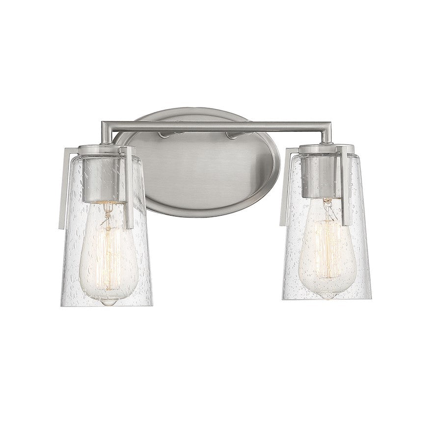 2 Light Bathroom Vanity Light, Satin Nickel