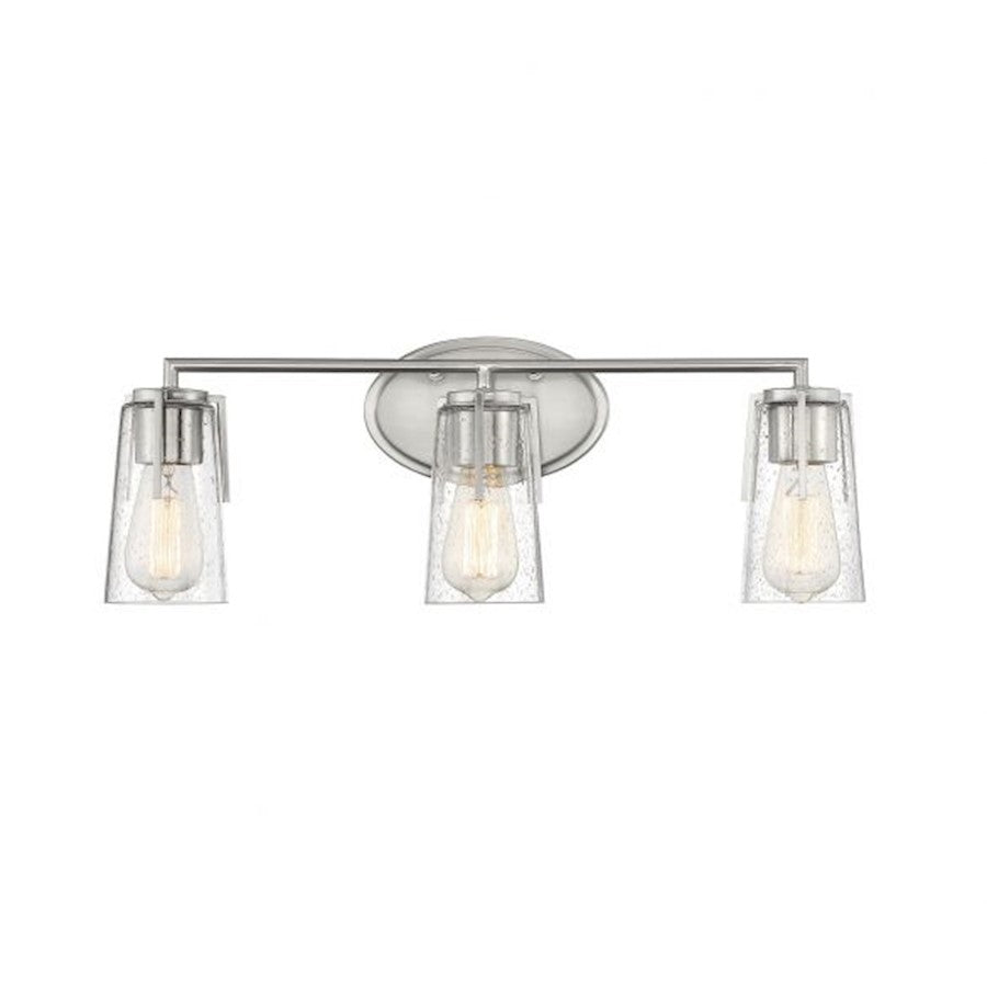 Savoy House Sacremento 3-Light Bathroom Vanity Light, Satin Nickel - 8-7045-3-SN