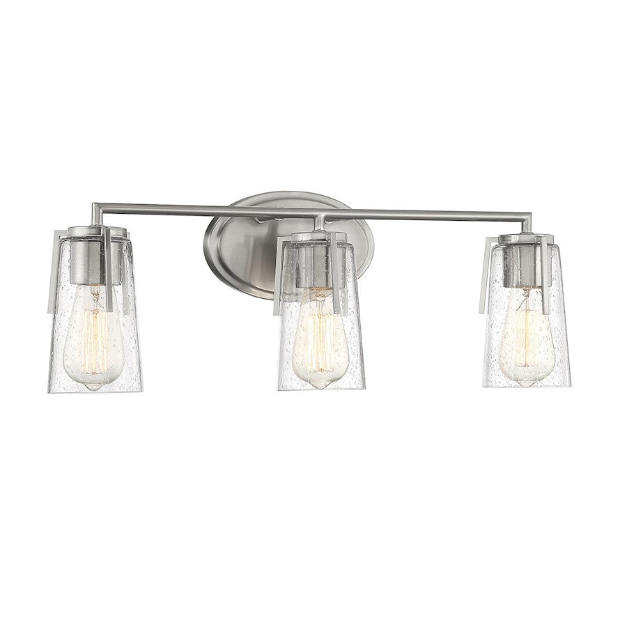 3 Light Bathroom Vanity Light, Satin Nickel