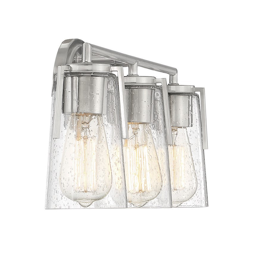 3 Light Bathroom Vanity Light, Satin Nickel