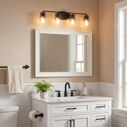 4 Light Bathroom Vanity Light, Black
