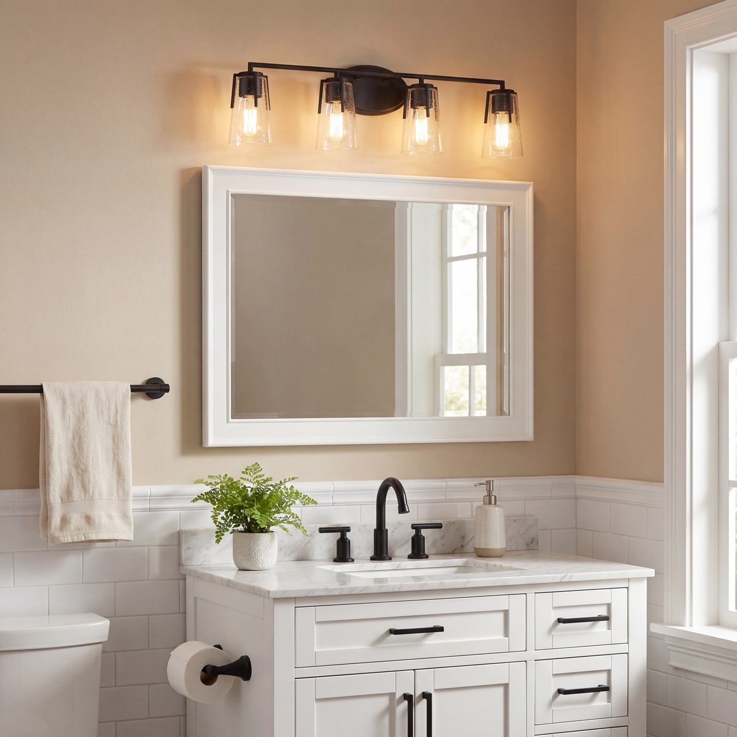 4 Light Bathroom Vanity Light, Black