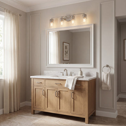 4 Light Bathroom Vanity Light, Satin Nickel
