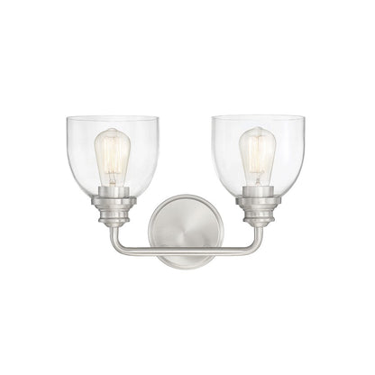2 Light Bathroom Vanity Light, Satin Nickel